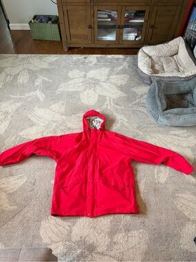 LL Bean Red Waterproof Hooded Jacket